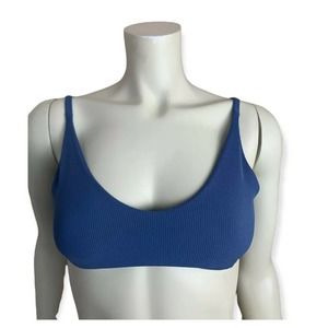 NEW Ama Bikini Swim Top Size Medium Yogi Ribbed Steel Blue Seamless Adjustable M